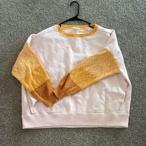 Pink and Orange Free People  Movement Crew Knit Sleeve Pullover